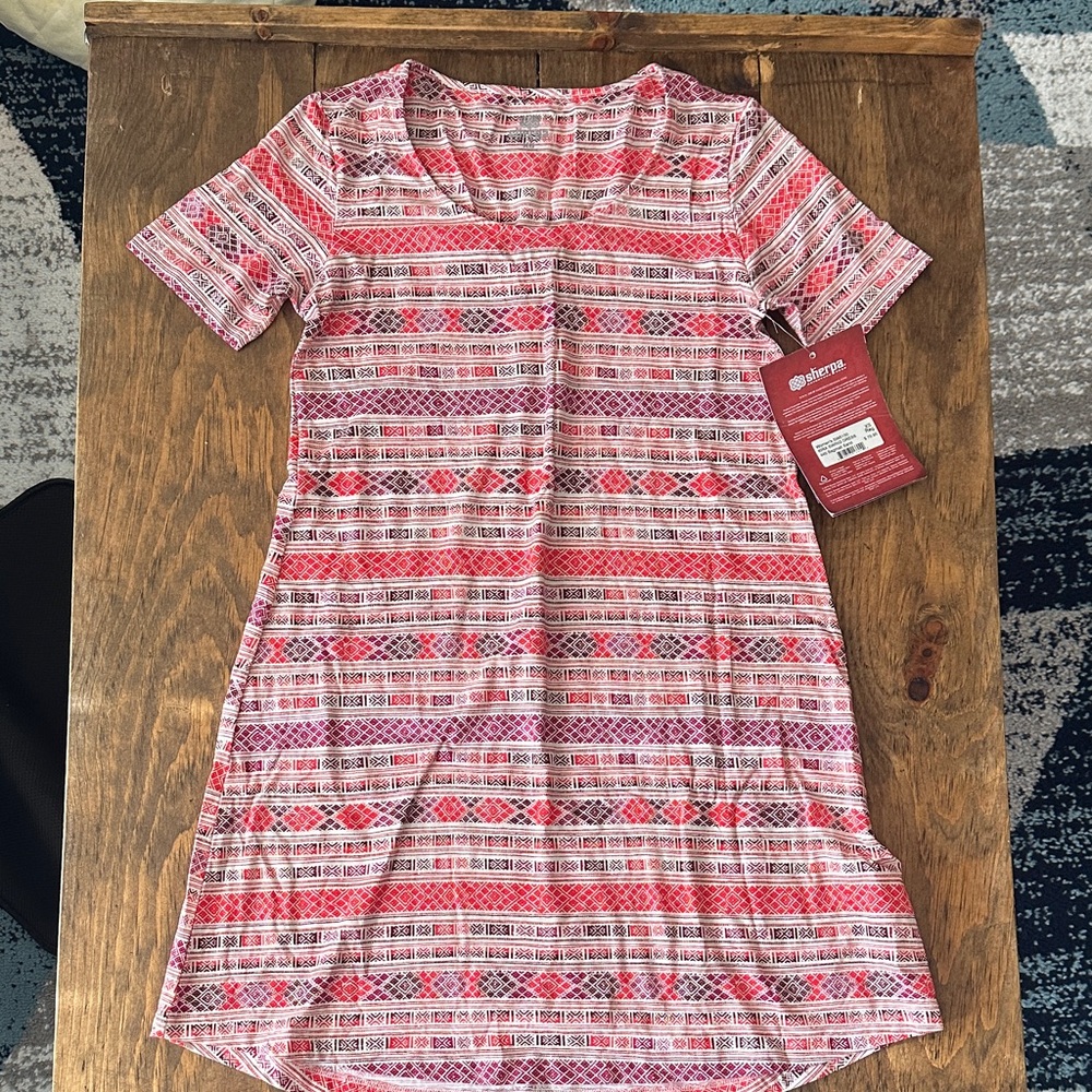 Red and White Patterned Dress